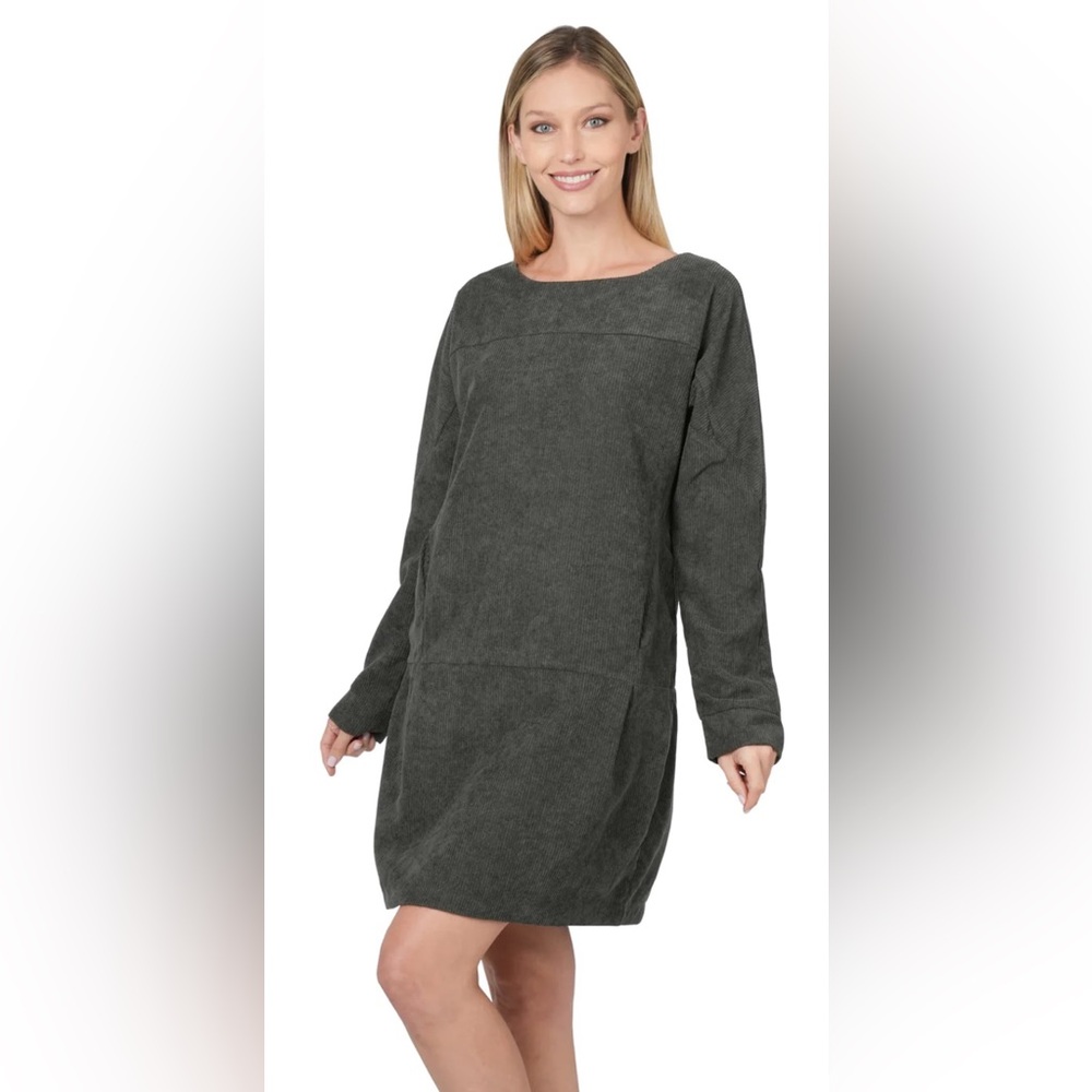 NWOT Boutique Corduroy Long Sleeved Dress- Medium